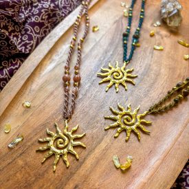 Sun Spiral talismans with Gemstone Beads