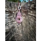 Rose Quartz Donut Necklace with Silver Stainless Steel Beads