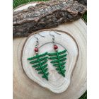 Fern earrings with jasper or moss agate beads