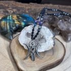 Triple Moon Goddess Talisman - Black with Aura Amethyst and Labradorite