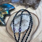 Triple Moon Goddess Talisman - Black with Aura Amethyst and Labradorite