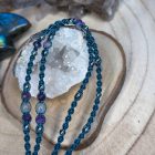 Triple Moon Goddess Talisman - Deep Turquoise with Amethyst and Labradorite
