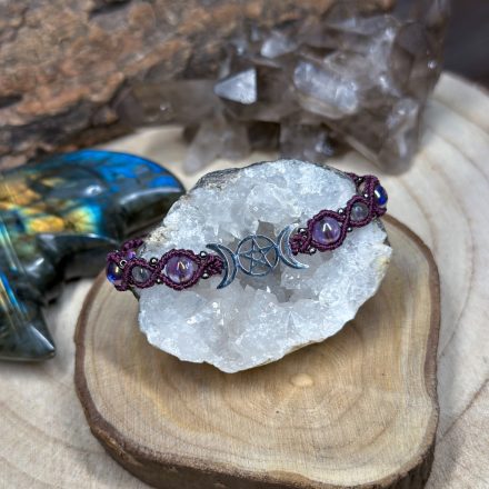 Wicca Bracelet - Aura Amethyst and Labradorite on Aubergine Thread