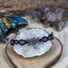 Wicca Bracelet - Aura Amethyst and Labradorite on Black Thread