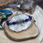 Wicca Bracelet - Amethyst and Moss Agate on Purple Thread