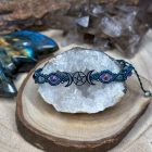 Wicca Bracelet - Aura Amethyst and Labradorite on Deep Turquoise Thread