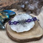 Wicca Bracelet - Aura Amethyst and Moonstone on Purple Thread
