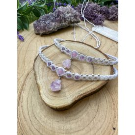   Ametiszt choker nyaklánc ezüst díszítőelemekkel - fehér