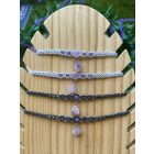 Amethyst choker with silver decorative elements - white