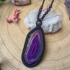 Portal talisman with agate slice and aura amethyst