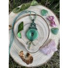 Aventurine Donut Necklace with Gold Stainless Steel Beads