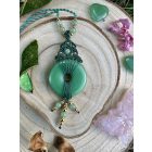 Aventurine Donut Necklace with Gold Stainless Steel Beads